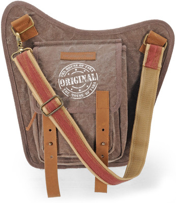 

The House of Tara Men & Women Casual Brown Canvas Sling Bag