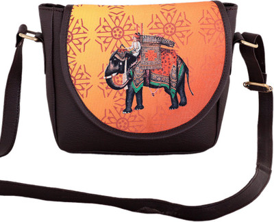 

The G Street Women Casual Brown Leatherette Sling Bag