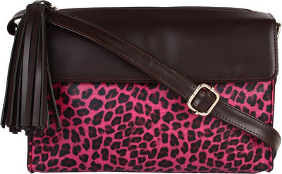 

Pretty Things Women Casual Pink, Brown PU Sling Bag, Brown;pink