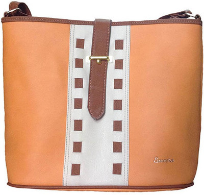 Sweera Women Casual Orange PU Sling Bag