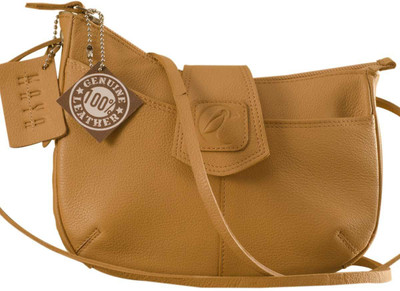 

eZeeBags Women Casual Tan Genuine Leather Sling Bag