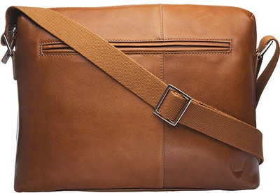 

Hidesign Men Formal Tan Genuine Leather Sling Bag