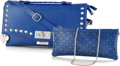 

Butterflies Women Casual Blue PU Sling Bag