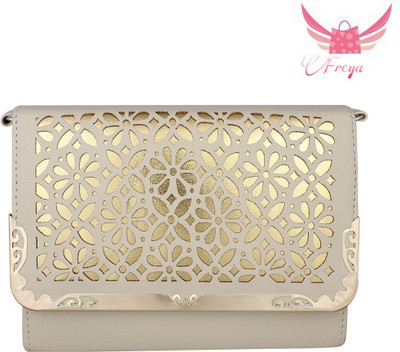 

Freya Girls Casual Beige, Gold PU, Leatherette Sling Bag