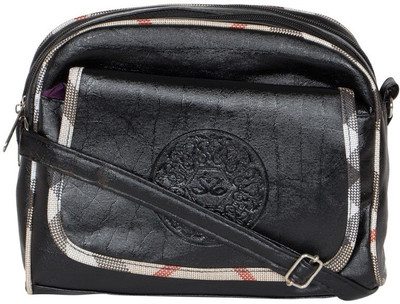 

MTE Girls Casual Black Leatherette Sling Bag