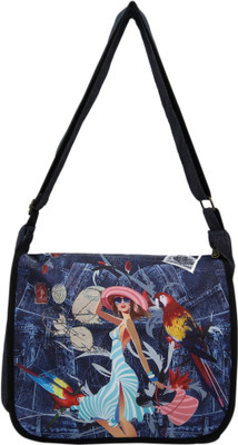 

Heels & Handles Girls Casual Multicolor Denim Sling Bag
