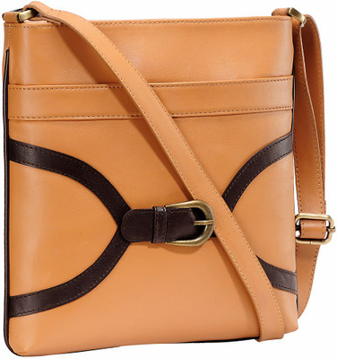 

Contrast Women Casual Tan, Brown PU Sling Bag, Brown;tan