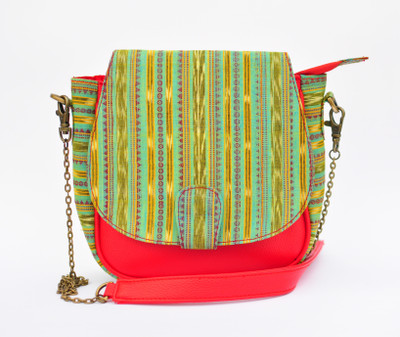 

Atikat Fashion Women Casual Green, Red Cotton Sling Bag