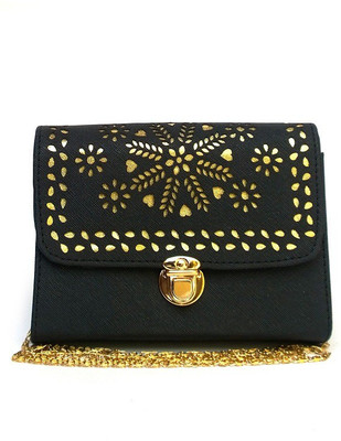 

Fashion Knockout Women Casual Black Leatherette Sling Bag