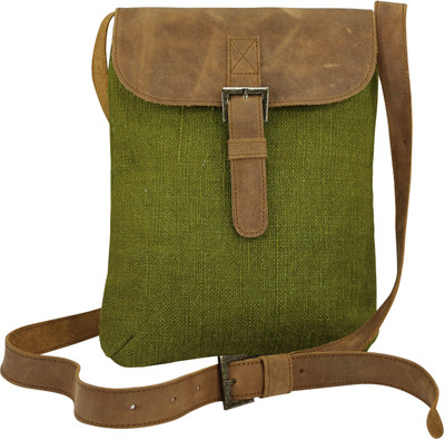 

Angesbags Women Green Jute Sling Bag