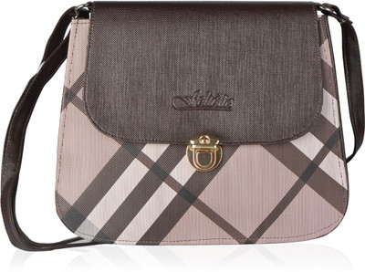 

Felicita Women Casual Brown, White PU Sling Bag