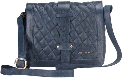 

Justanned Women Casual Blue Genuine Leather Sling Bag