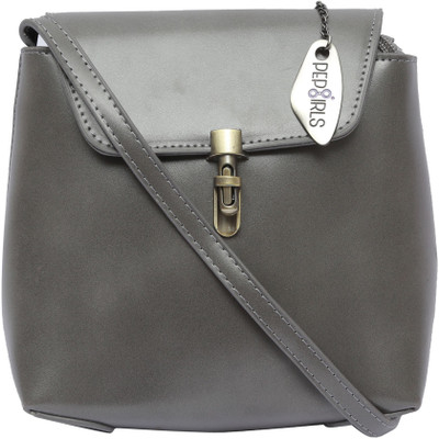 

Pepgirls Girls Casual Grey Leatherette Sling Bag