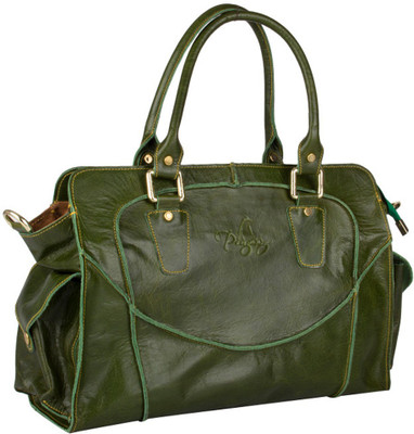 

pingooz Women Casual Green Genuine Leather Tote