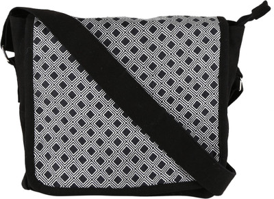 Needlecrest Girls Casual Black, Grey Canvas Sling Bag