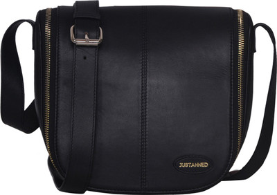 

Justanned Women Casual Black Genuine Leather Sling Bag