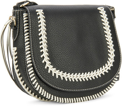

ALDO Women Casual White, Black PU Sling Bag, Black;white