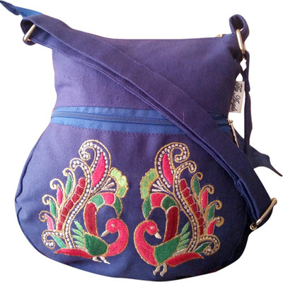 

Fly Angels Women Casual Blue Canvas Sling Bag