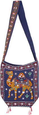 

Rajrang Women Casual Blue, Brown Cotton Sling Bag