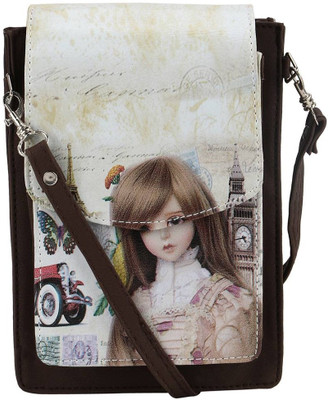 Coash Women Brown PU Messenger Bag