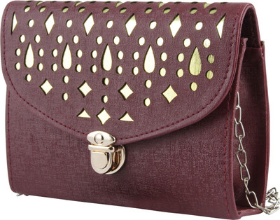 

Urban Gypsys Women Casual Maroon Leatherette Sling Bag