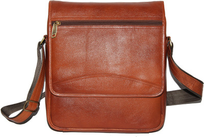 

C Comfort Men Casual Tan Genuine Leather Sling Bag