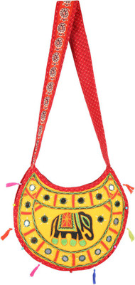 

Rajrang Women Casual Yellow, Red Cotton Sling Bag, Red;yellow