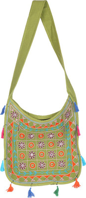 

Rajrang Women Casual Green Cotton Sling Bag
