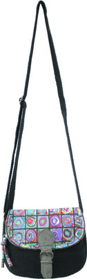 

Anekaant Women Casual Black Canvas, PU Sling Bag