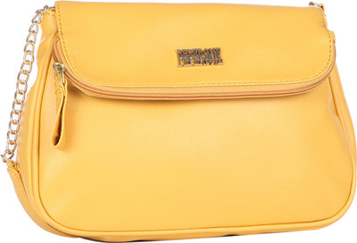 

Peperone Women Evening/Party Yellow PU Sling Bag