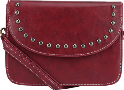 

Bling It On Women Casual Red PU Sling Bag