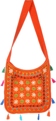 Rajrang Women Casual Orange Cotton Sling Bag