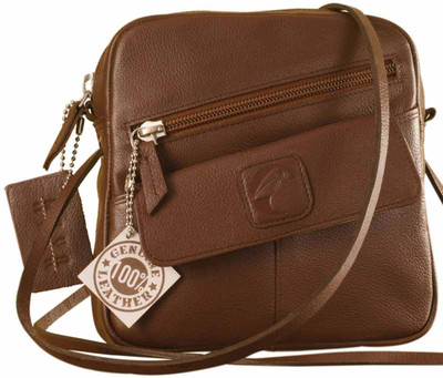

eZeeBags Women Casual Brown Genuine Leather Sling Bag