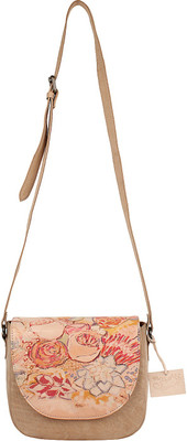 Rub & Style Women Casual Beige Genuine Leather Sling Bag