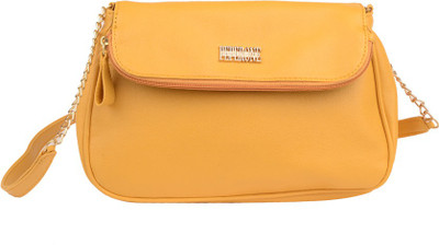 

Peperone Women Evening/Party Yellow PU Sling Bag