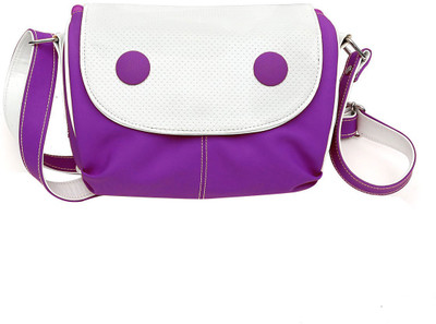 

Hawai Women Casual White, Purple PU Sling Bag, Purple;white