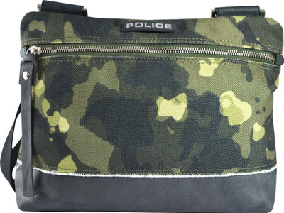 

Police Men Casual Green Canvas Sling Bag
