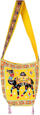 

Rajrang Women Casual Yellow, Black Cotton Sling Bag, Black;yellow