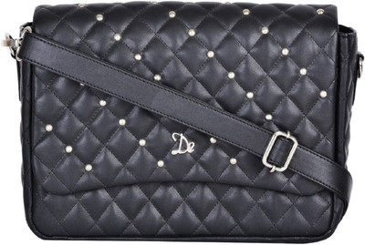 

dezerae Women Casual Black PU Sling Bag
