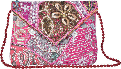 

Jewel Fab Art Women Evening/Party Pink Cotton Sling Bag
