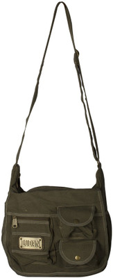 

Ludan Men Casual Green Canvas Sling Bag