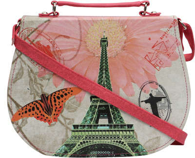 Felicita Girls Casual Pink, Red PU Sling Bag