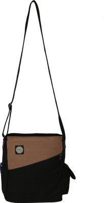 

Anekaant Women Casual Black, Beige Canvas, Genuine Leather Sling Bag, Beige;black