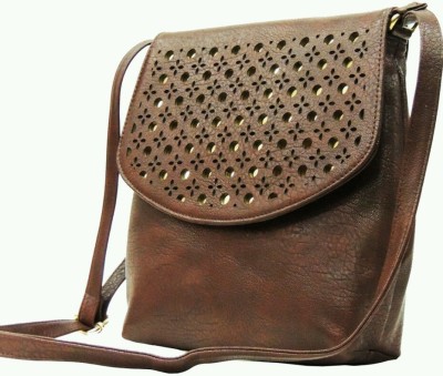 

AANIA HAUTE Women Casual Brown Leatherette, Cotton Sling Bag