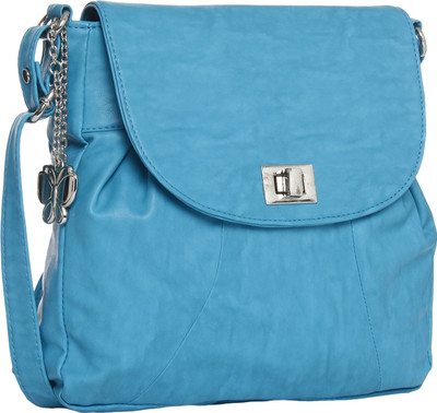 

Butterflies Women Casual Blue PU Sling Bag