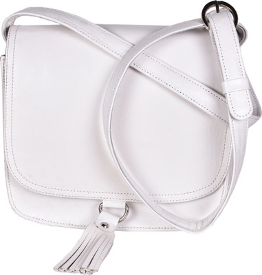 

Rever Girls Casual White Genuine Leather Sling Bag