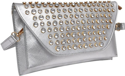 Hawai Women Evening/Party Silver PU Sling Bag