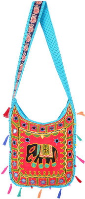 

Rajrang Women Casual Blue, Pink, Black Cotton Sling Bag, Black;blue;pink