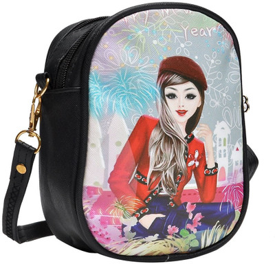 

Hawai Girls Casual Black PU Sling Bag