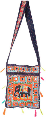 

Rajrang Women Casual Orange, Blue Cotton Sling Bag, Blue;orange